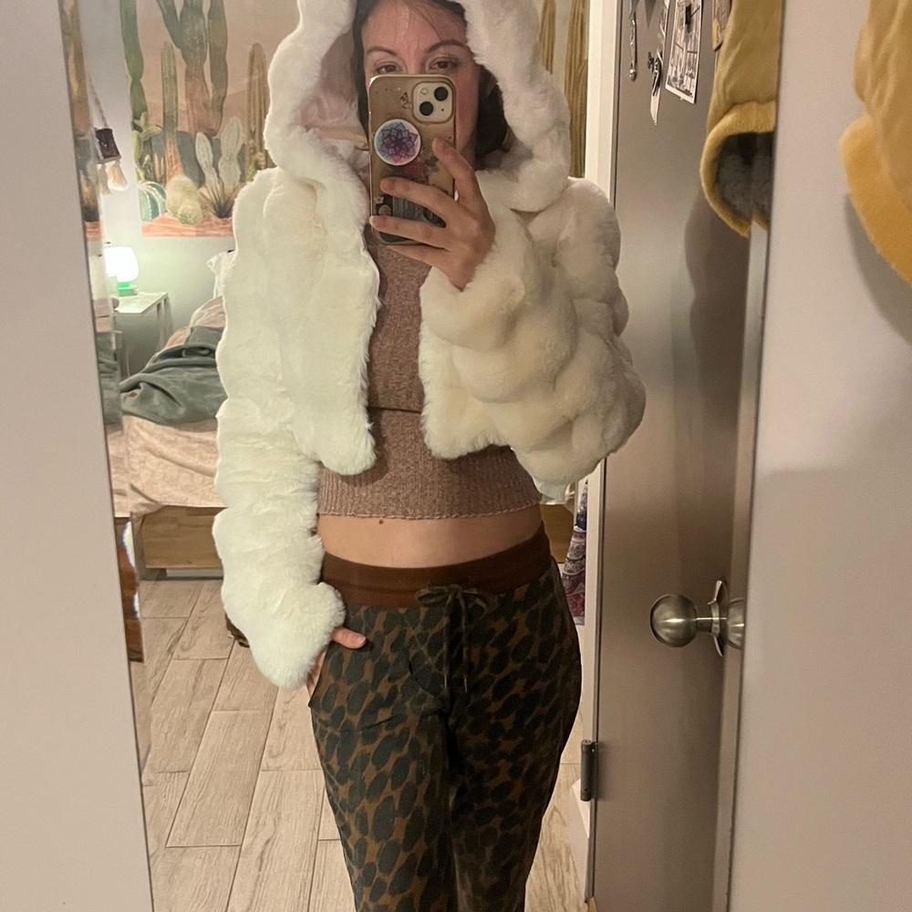 Holiday faux fur cropped jacket for women